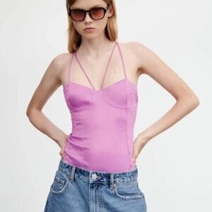 NWOT Zara Lilac Satin Effect Underwire Bodysuit